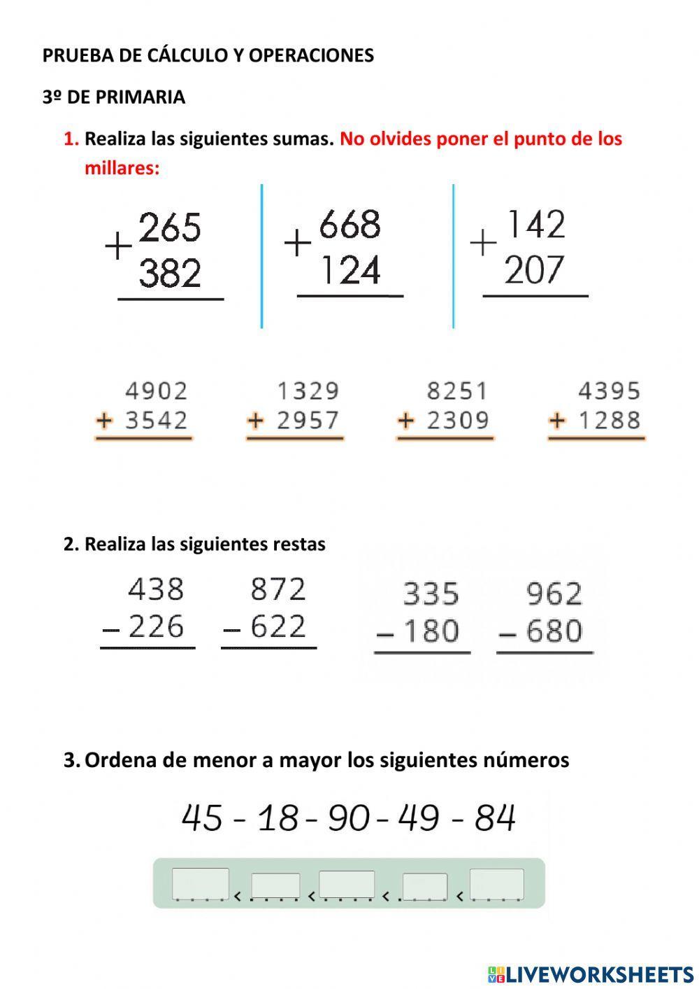 Cálculo 3º primaria