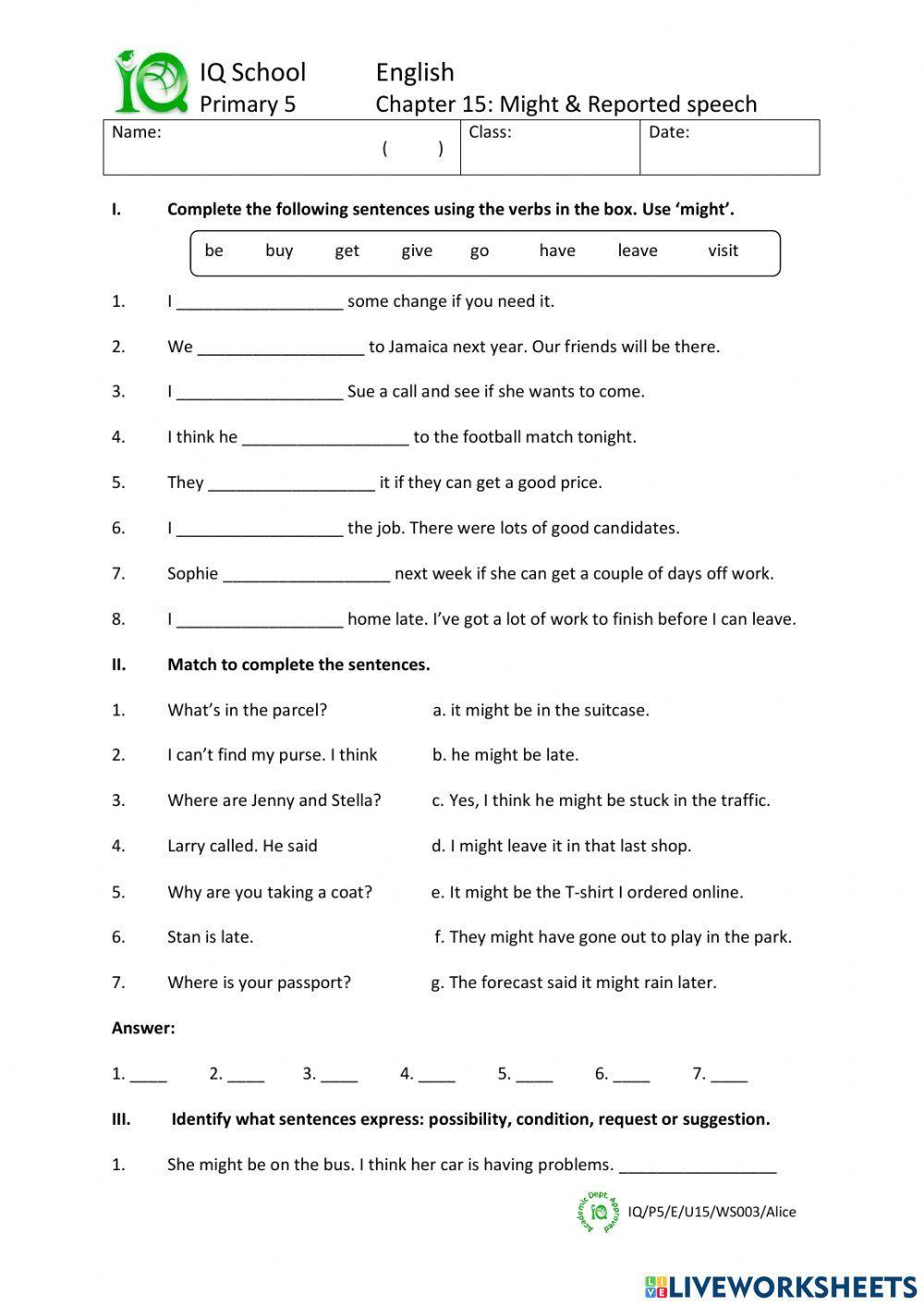 Might - Reported Speech