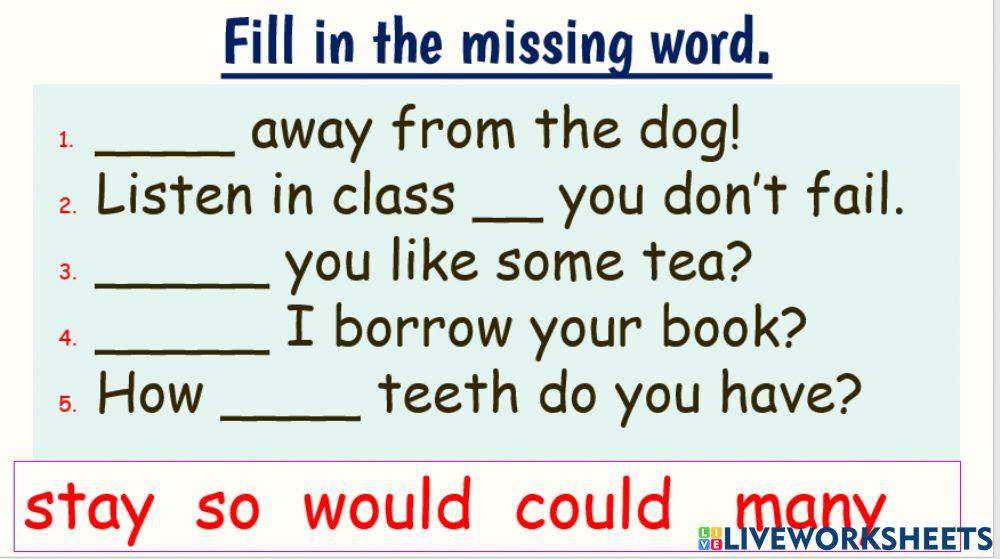 Fill in the missing word