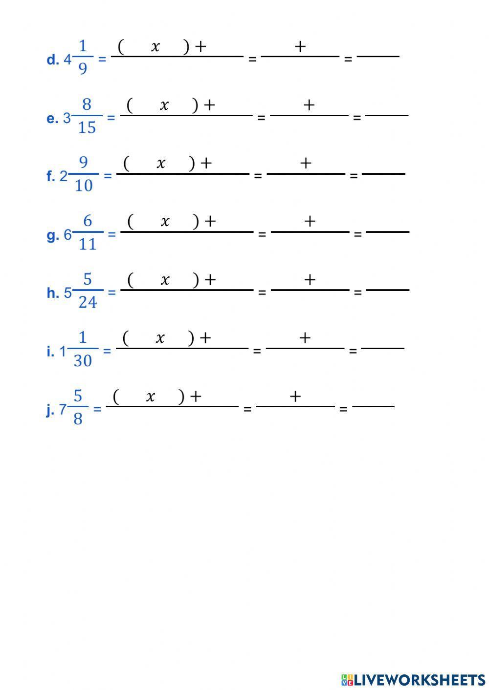 Zatikiak - Zenbaki nahasiak