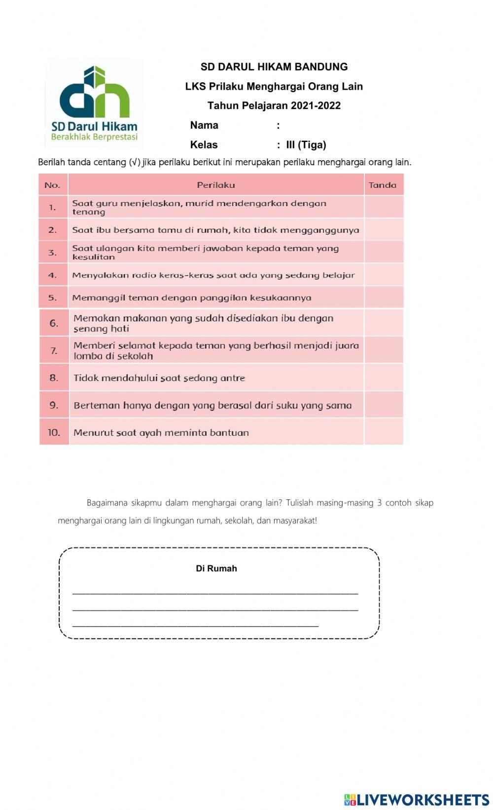 Prilaku Menghargai Orang Lain