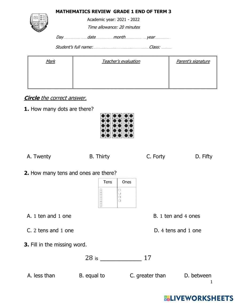 G1 Term 3 Quiz