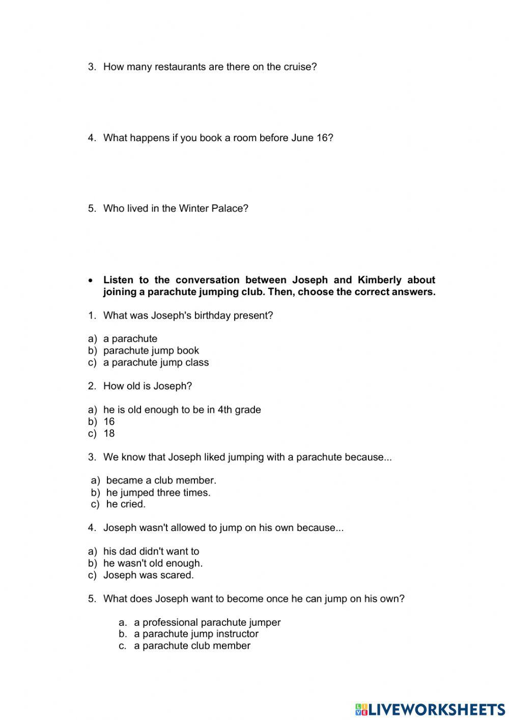 Reading and listening comprehension