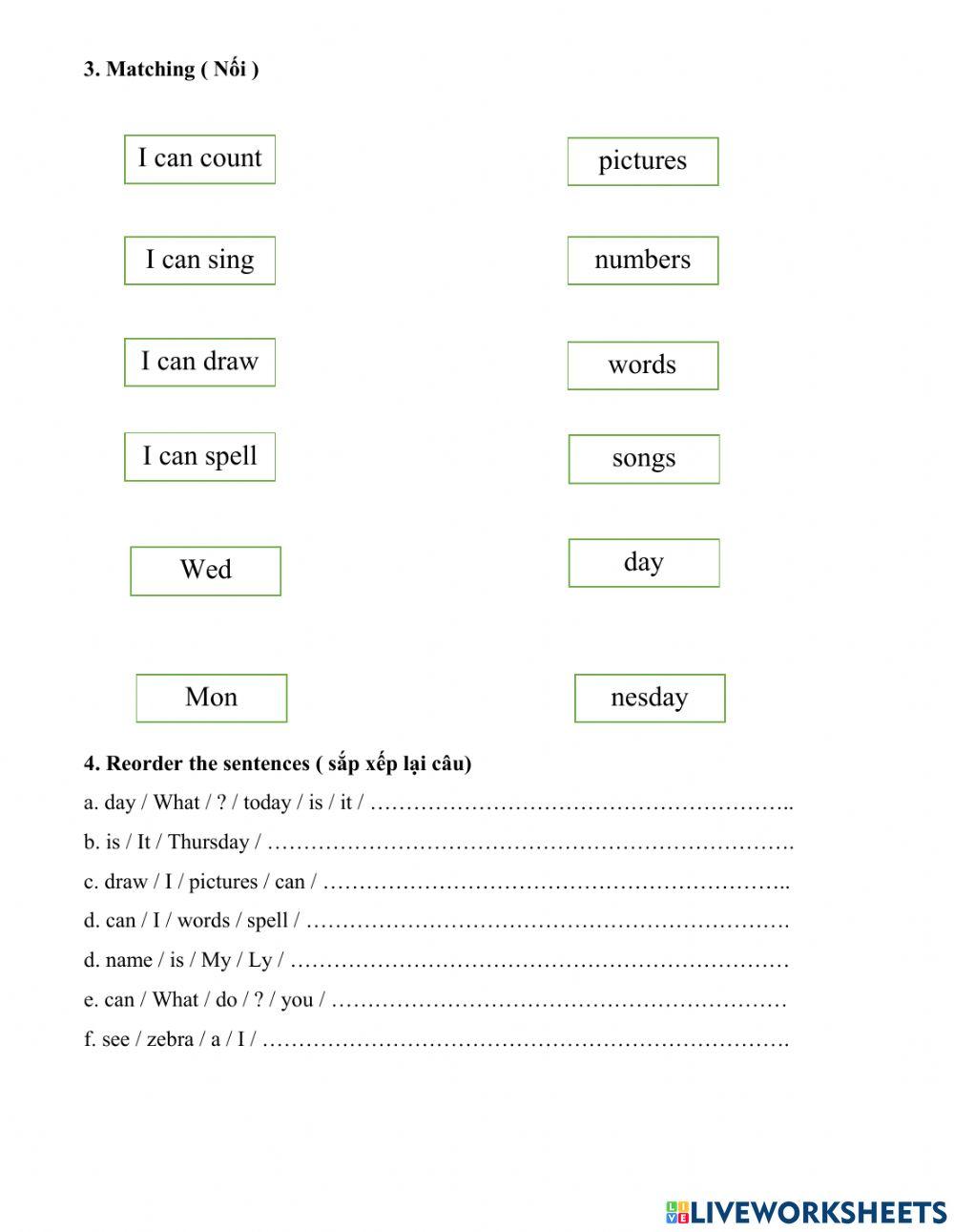 G2 Days of the week Lesson 1 online exercise for | Live Worksheets