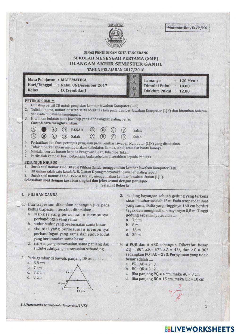 Persiapan PTS Genap,kekongruenan dan BRSL