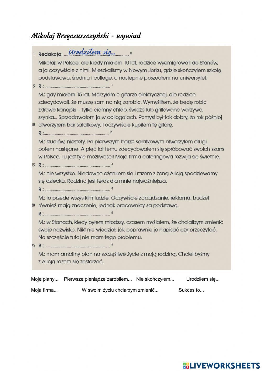 Mikołaj Brzęczuszczyński - wywiad