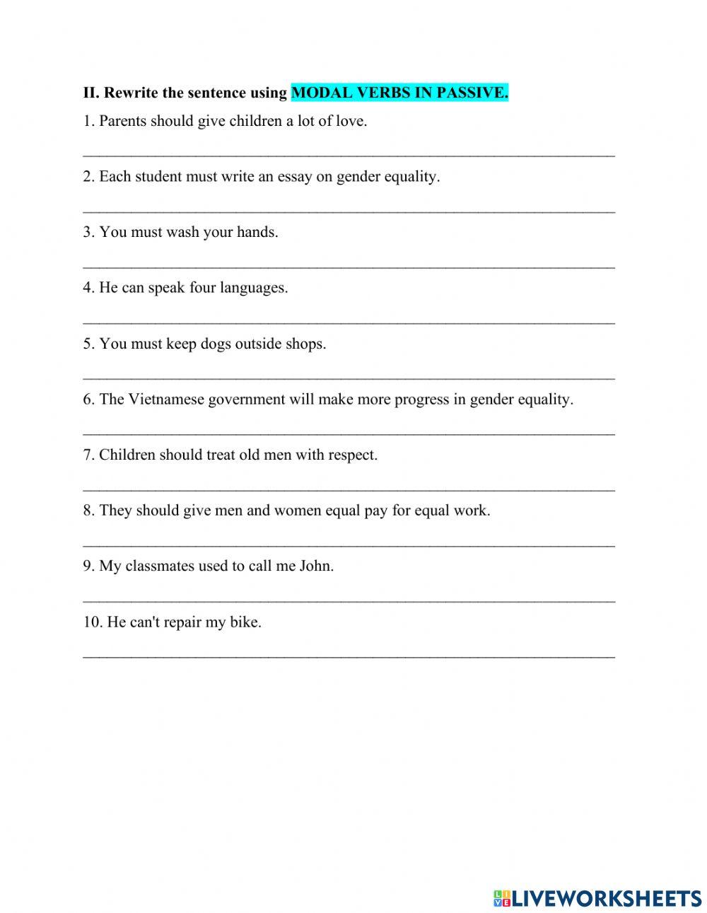 E10-unit 6-modal verb in passive-sheet 2