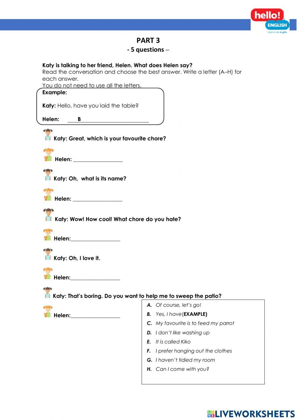 Present perfect + chores