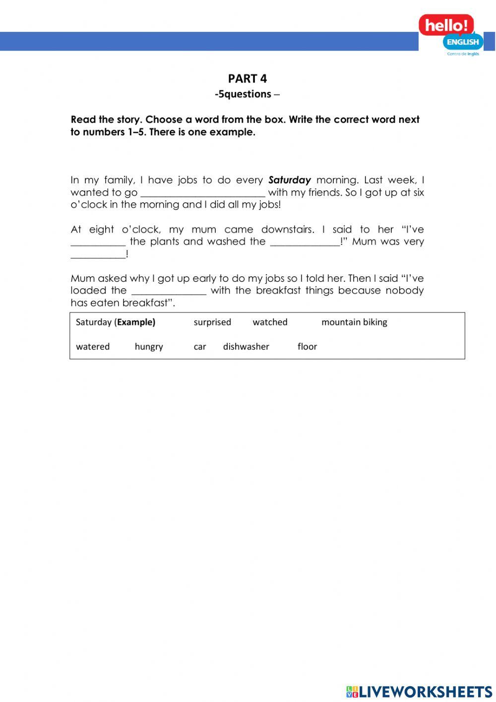 Present perfect + chores