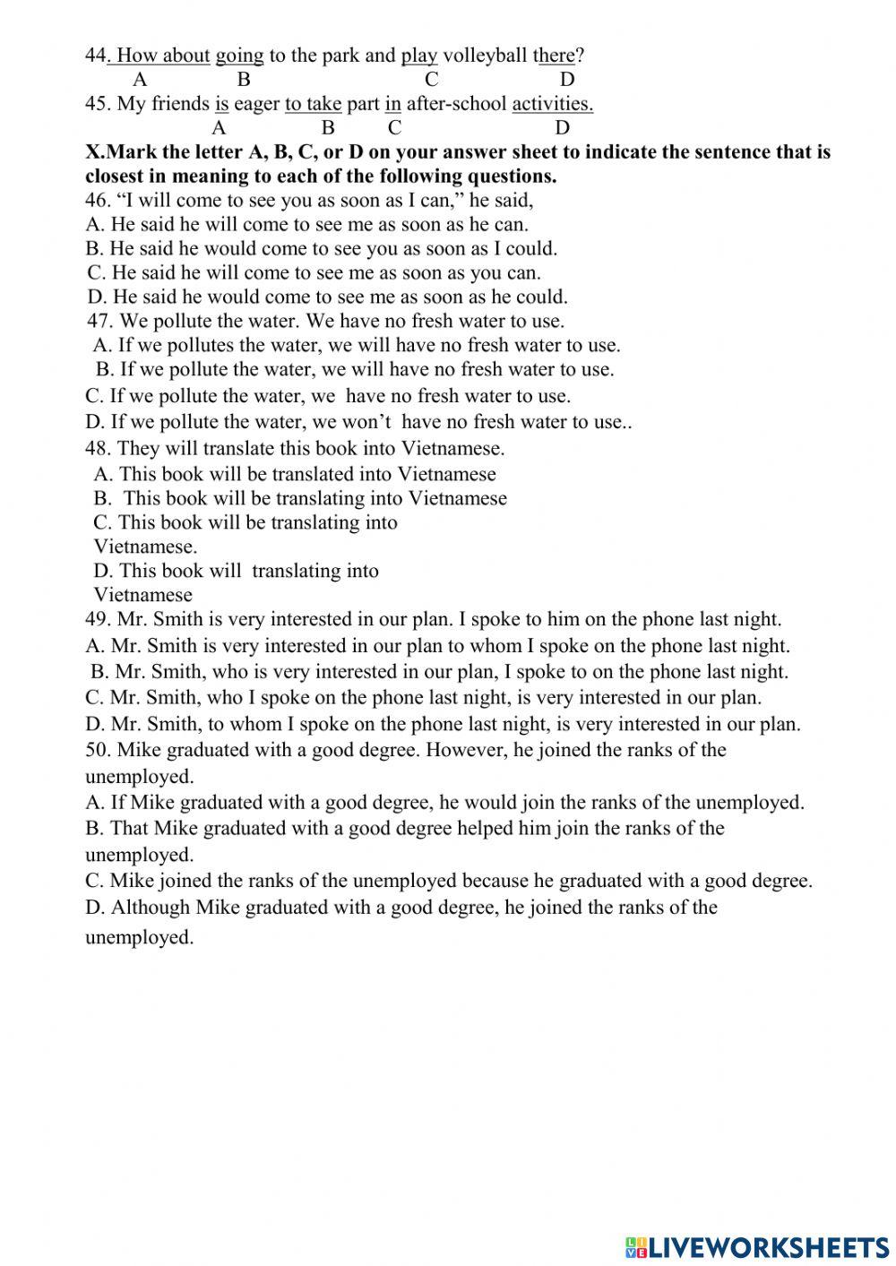 Ôn thi GHK II tiếng anh 9 phần 2