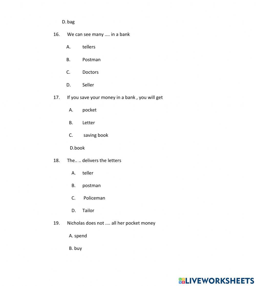 Soal PTS BAHASA INGGRIS KELAS 5 SEMESTER 2