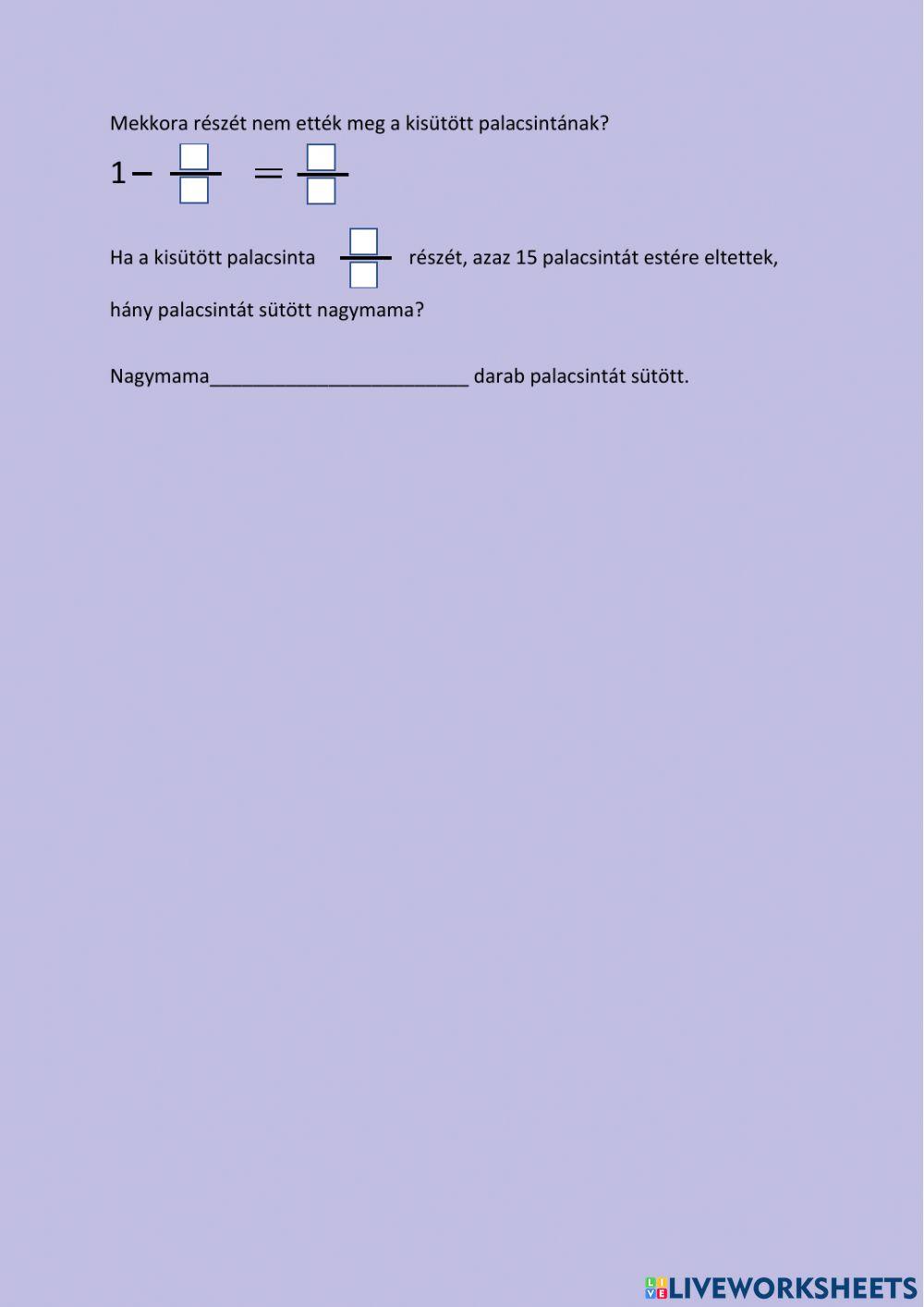 Tört-szöveges feladat