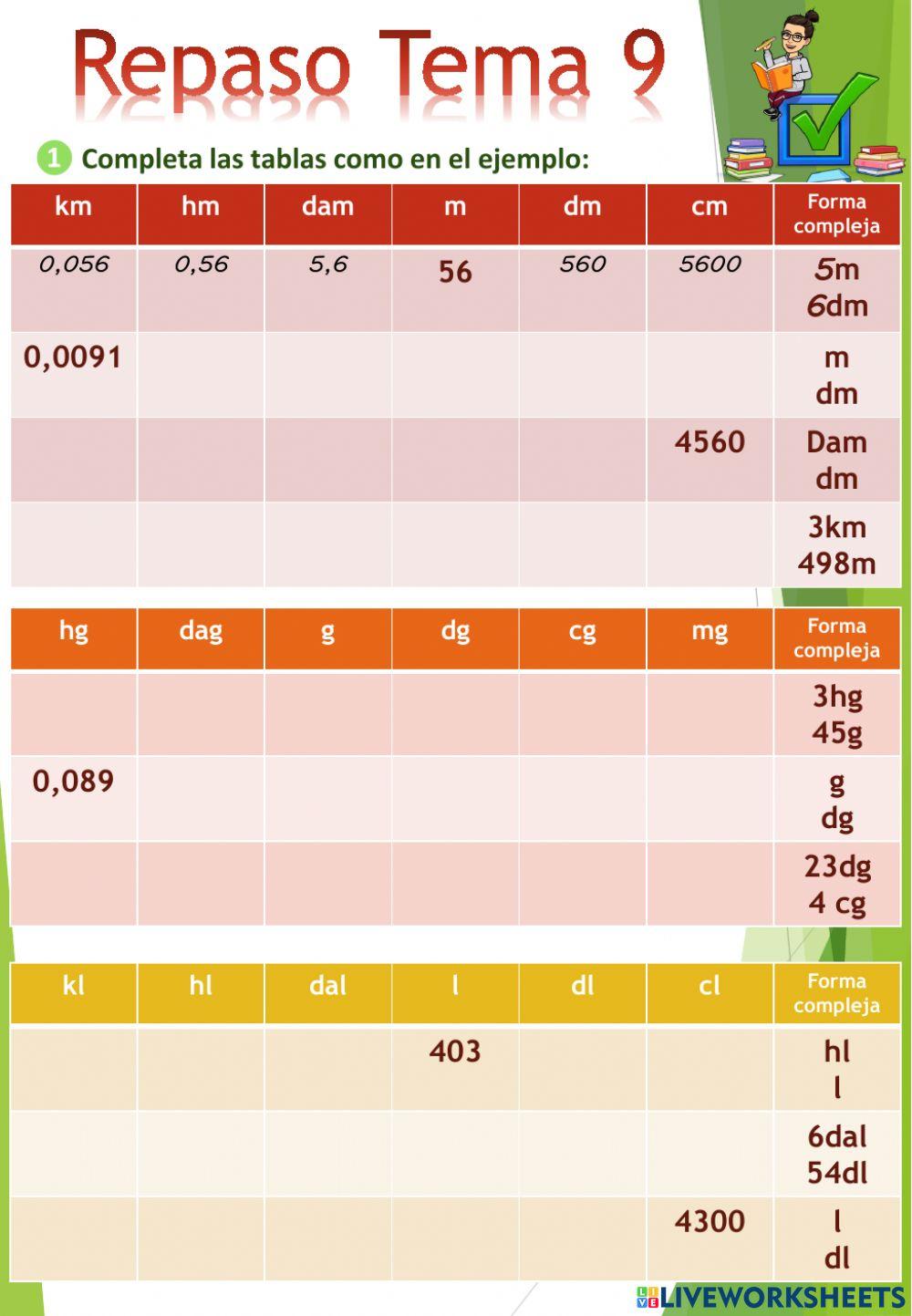 Repaso tema 9 Matemáticas 6º