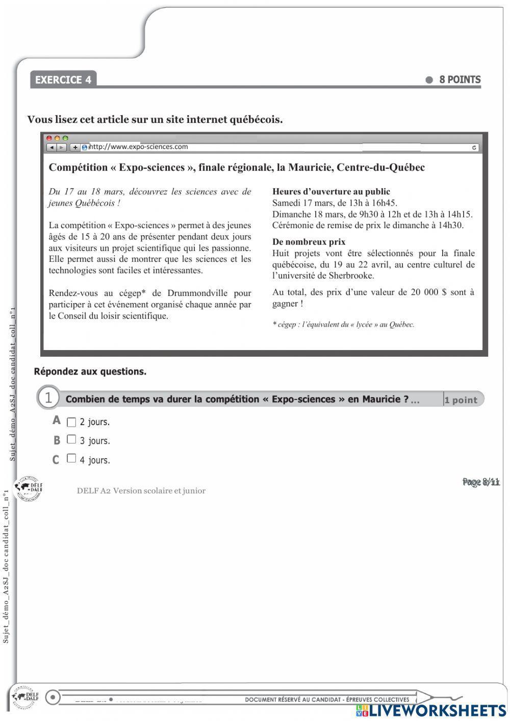 DELF A2 Junior (deuxième partie)
