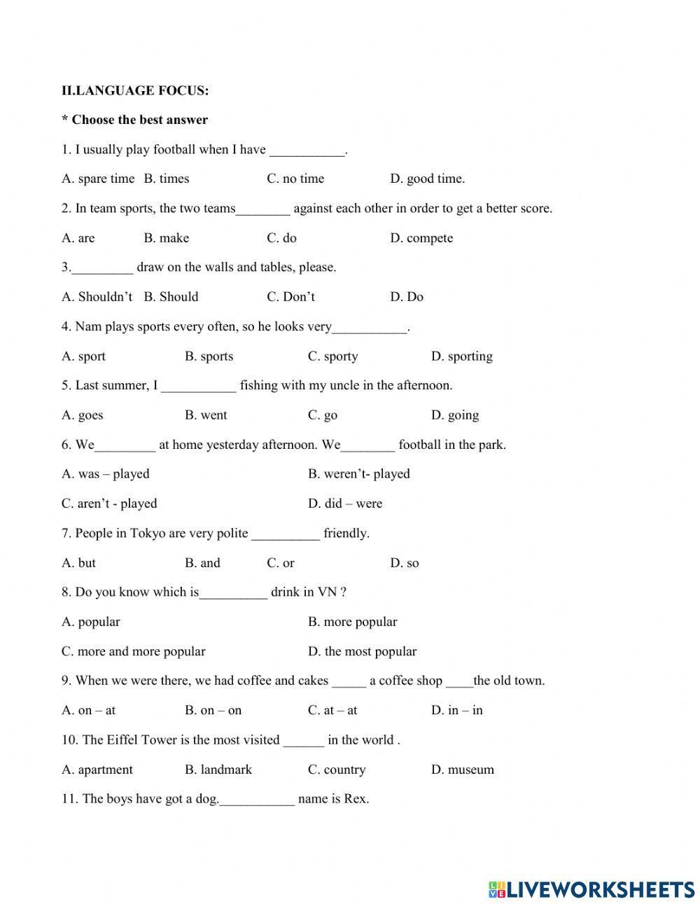 Revision for Mid term 2 grade 6