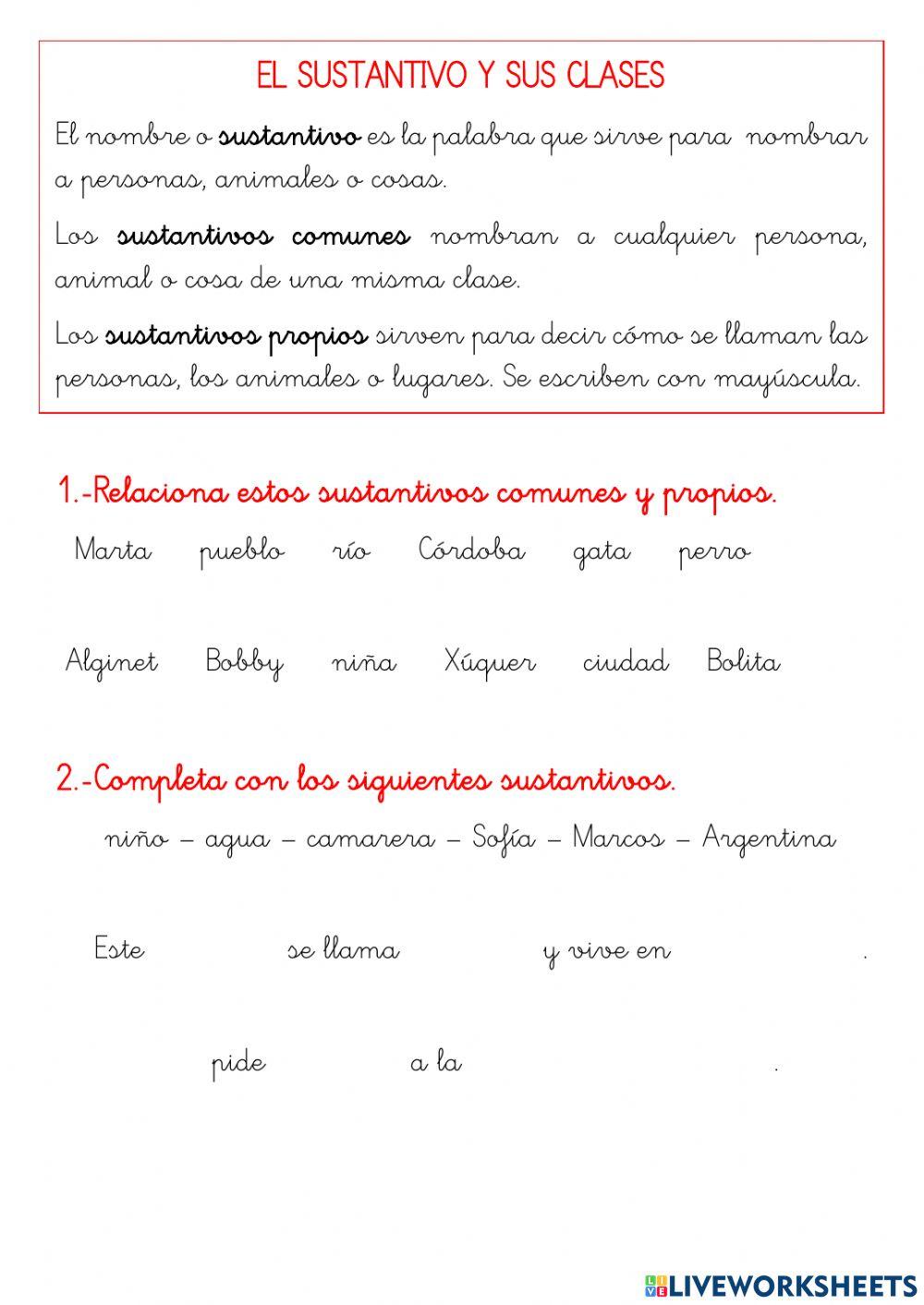 Sustantivos y clases.Ga,go,gu,gue,gui,güe,güi