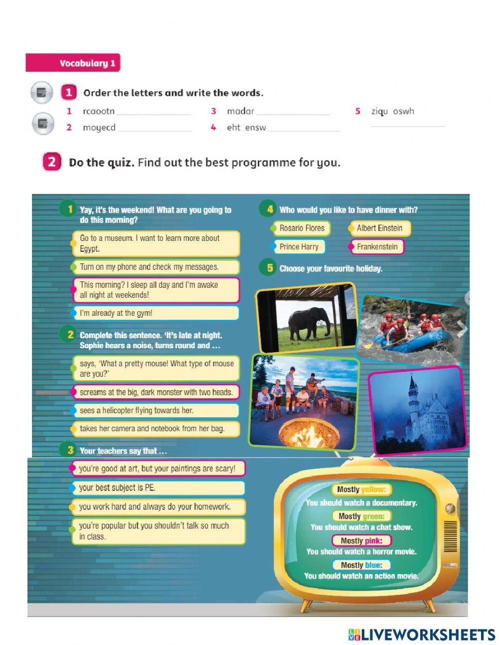 Vocabulary and quiz about TV & Films