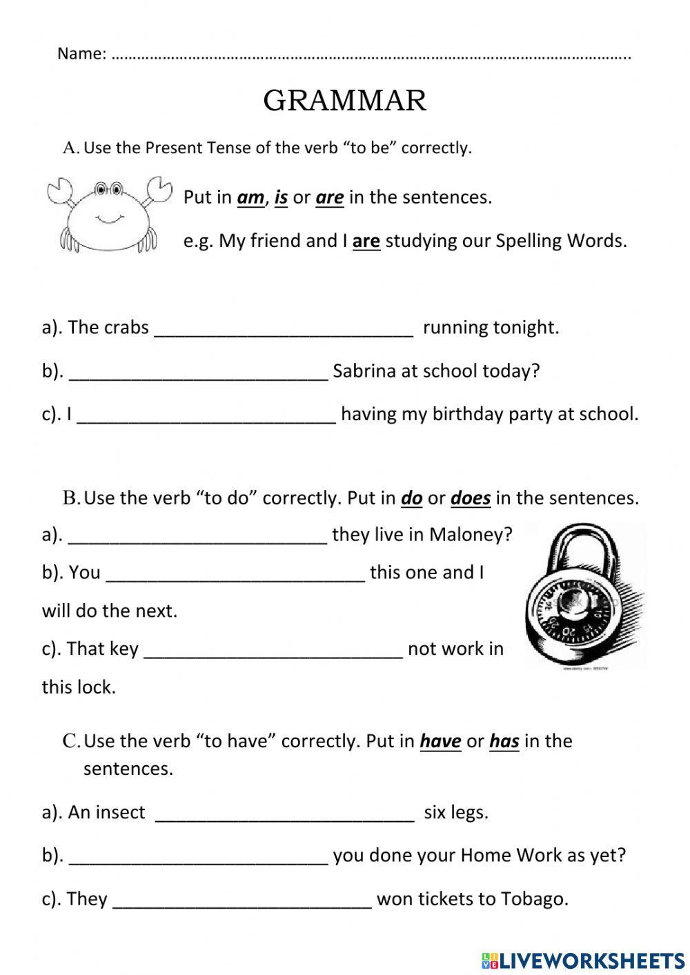 Grammar Worksheet