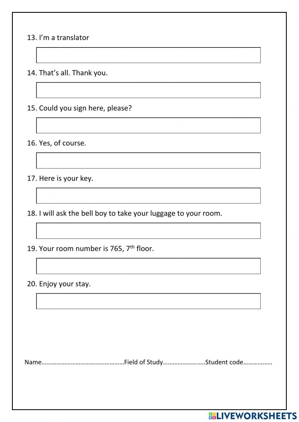 At the hotel (Front desk)