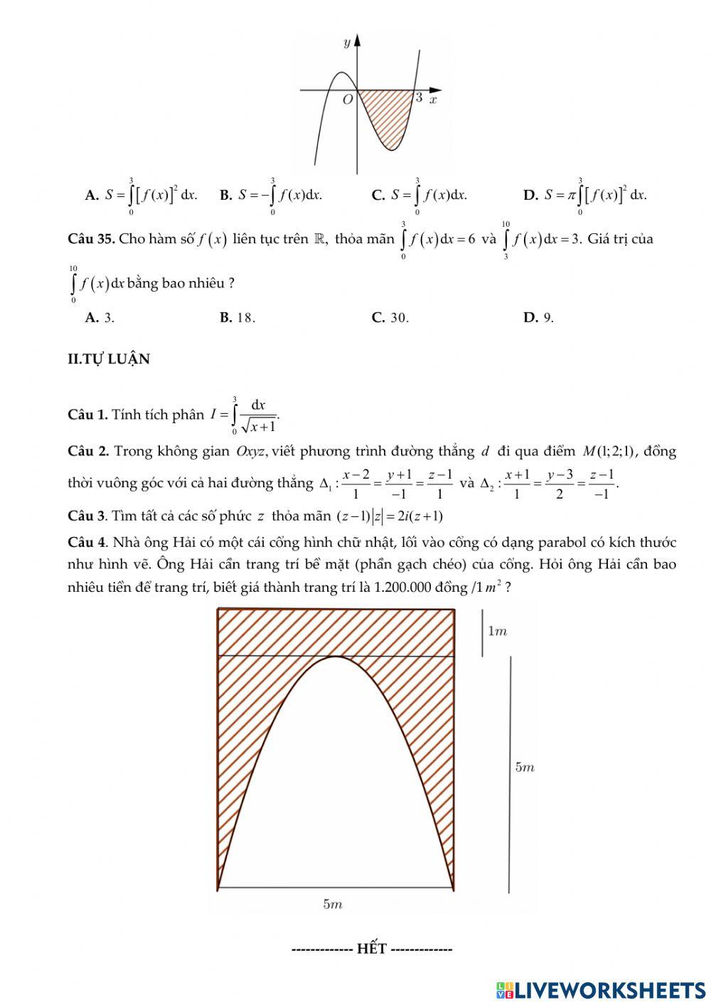 Toán 12 - Kiểm tra CK2 - Đề minh họa 02-BGD