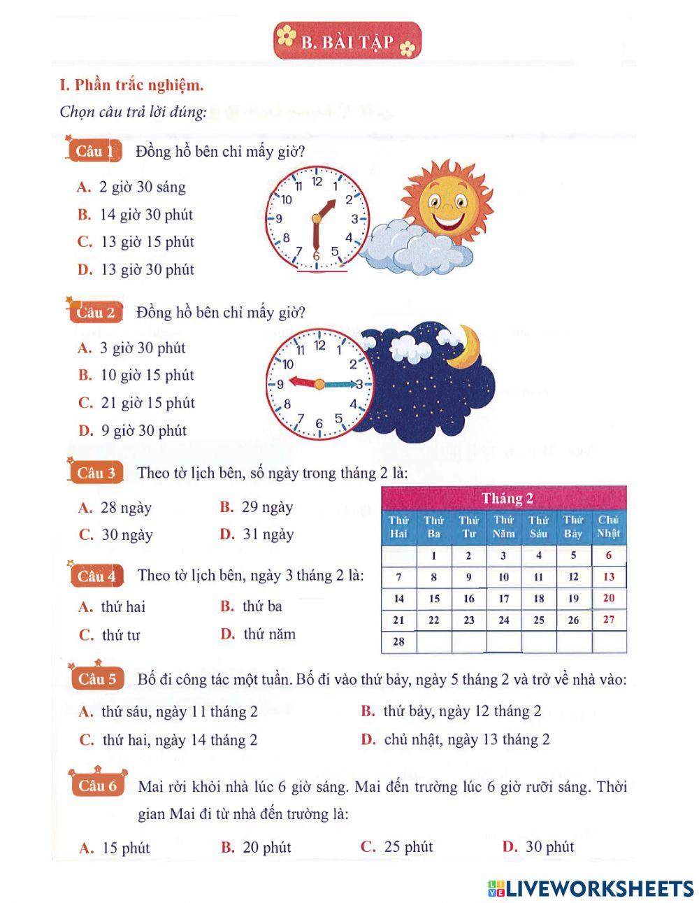 Toán 2 - Tuần 24 Bài tập