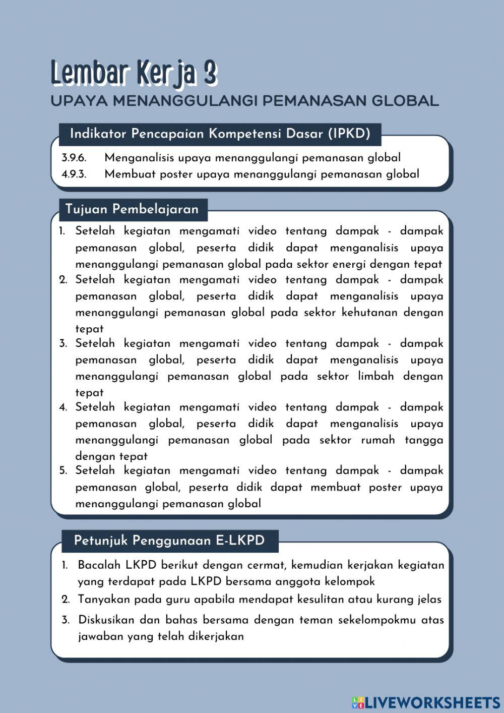 E-LKPD Upaya Menanggulangi Pemanasan Global