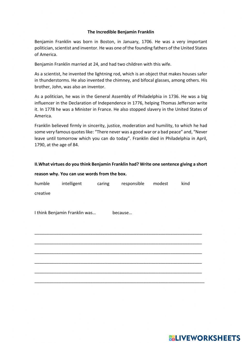 Reading test online exercise for 5th live worksheets