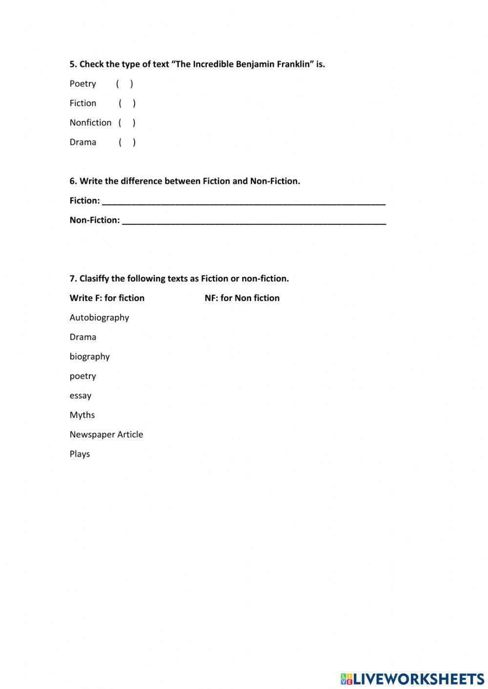Reading test online exercise for 5th live worksheets