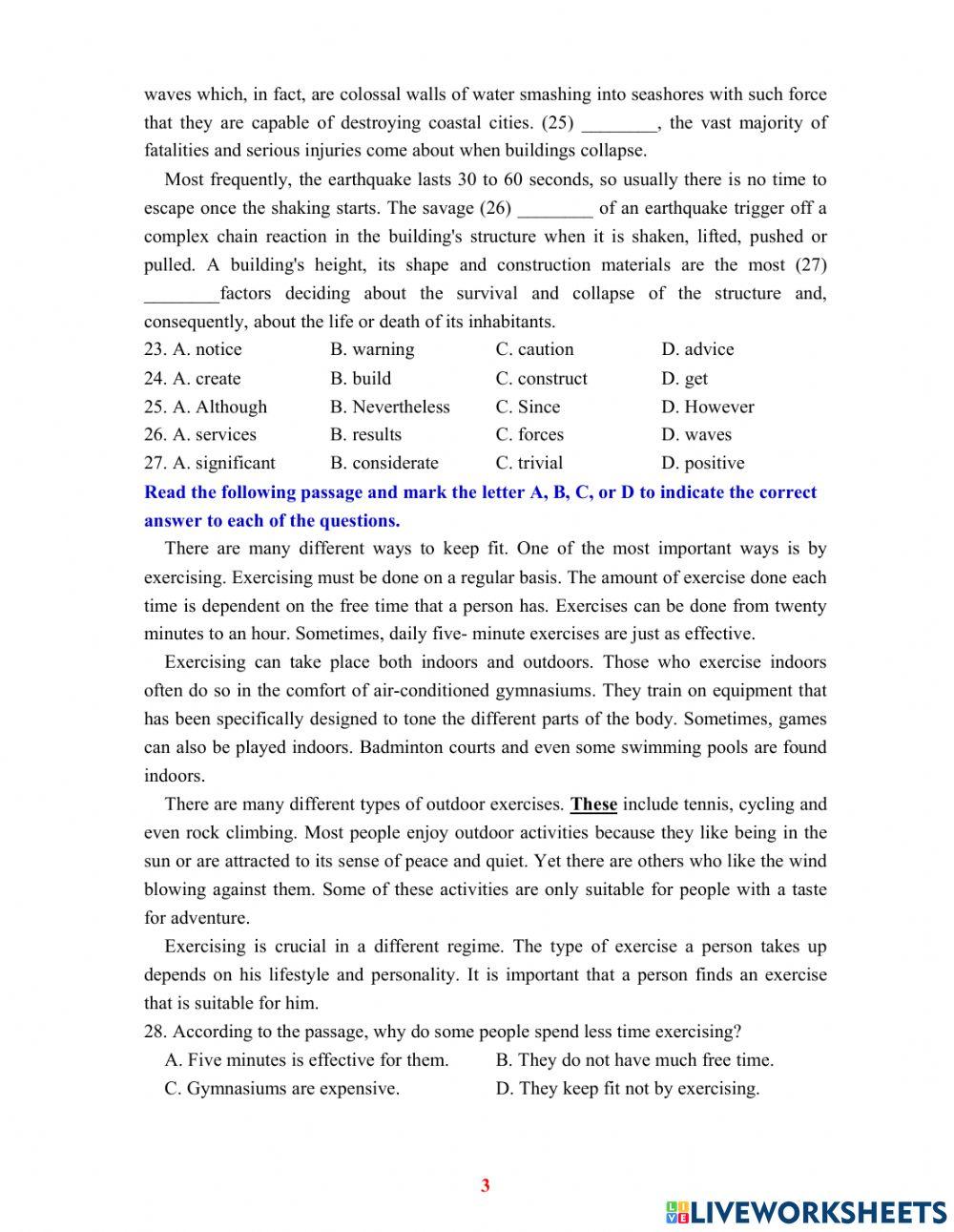 Ôn thi vào 10  đề 3 - ful tn tập 1