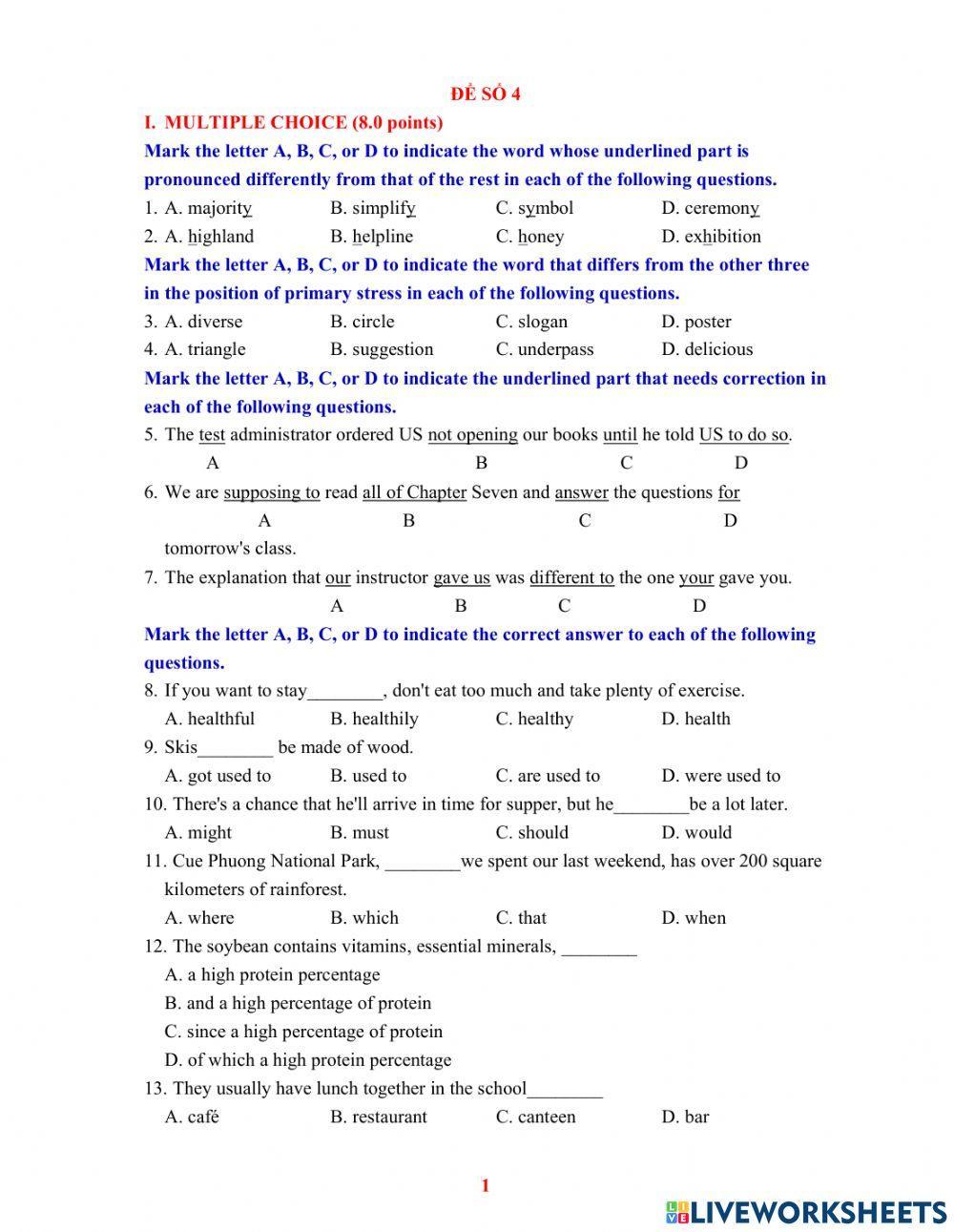 Ôn thi vào 10 đề 4 - full tn tập 1