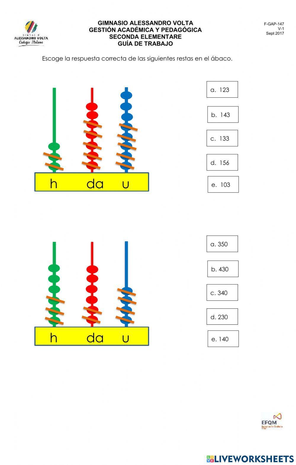 Ábaco sumas y restas