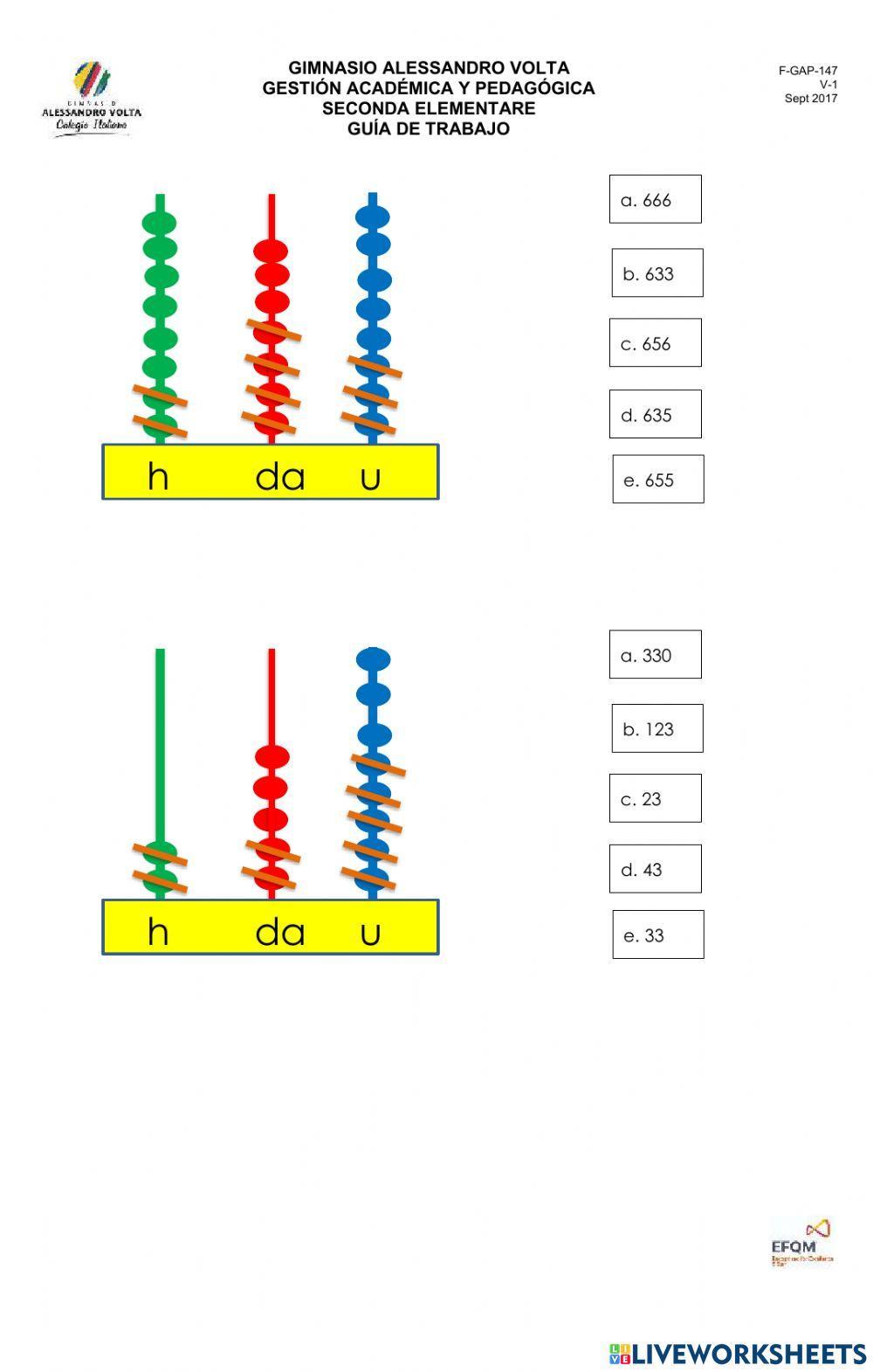 Ábaco sumas y restas