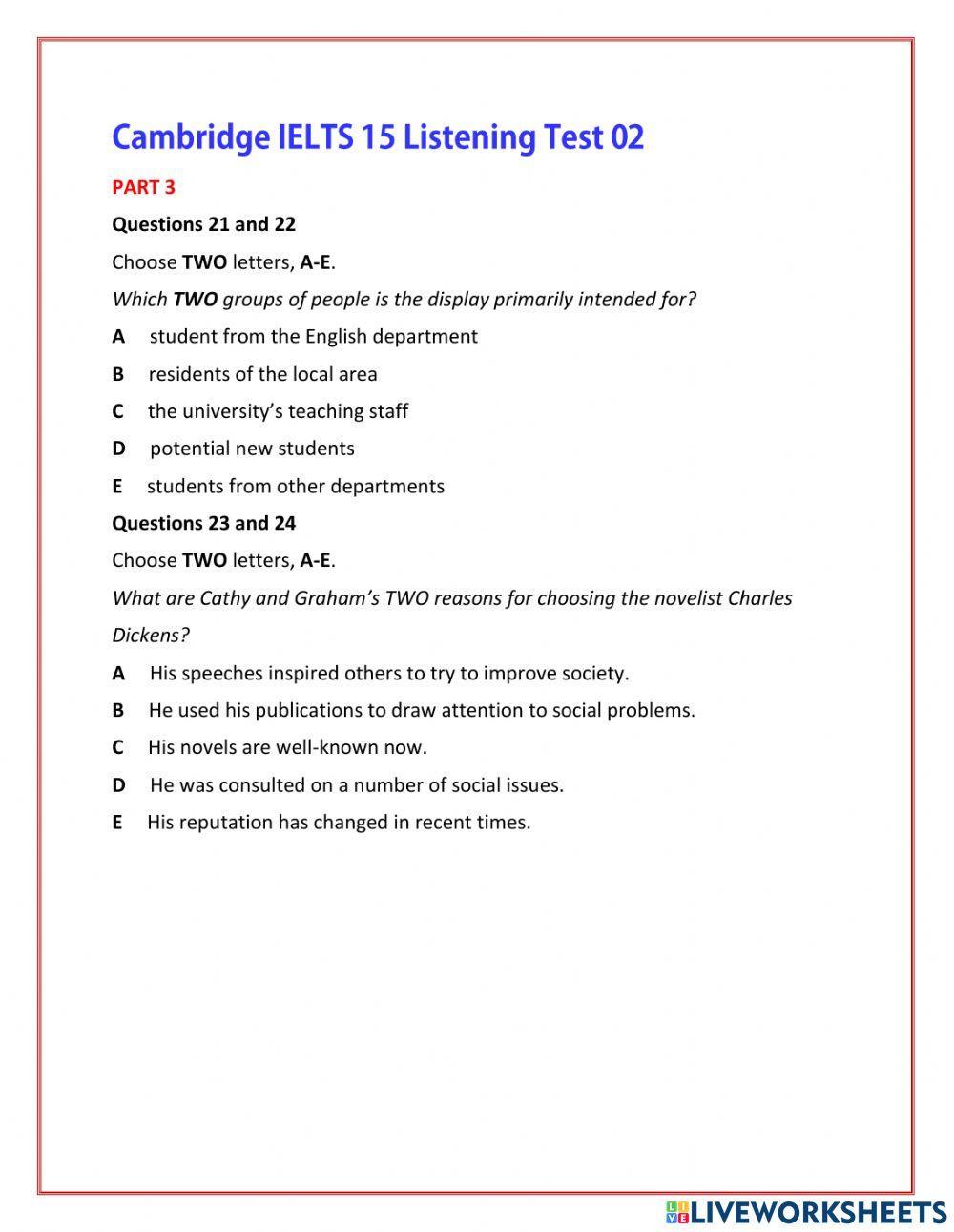 CAM 15 Test 2 listening sec 3&4