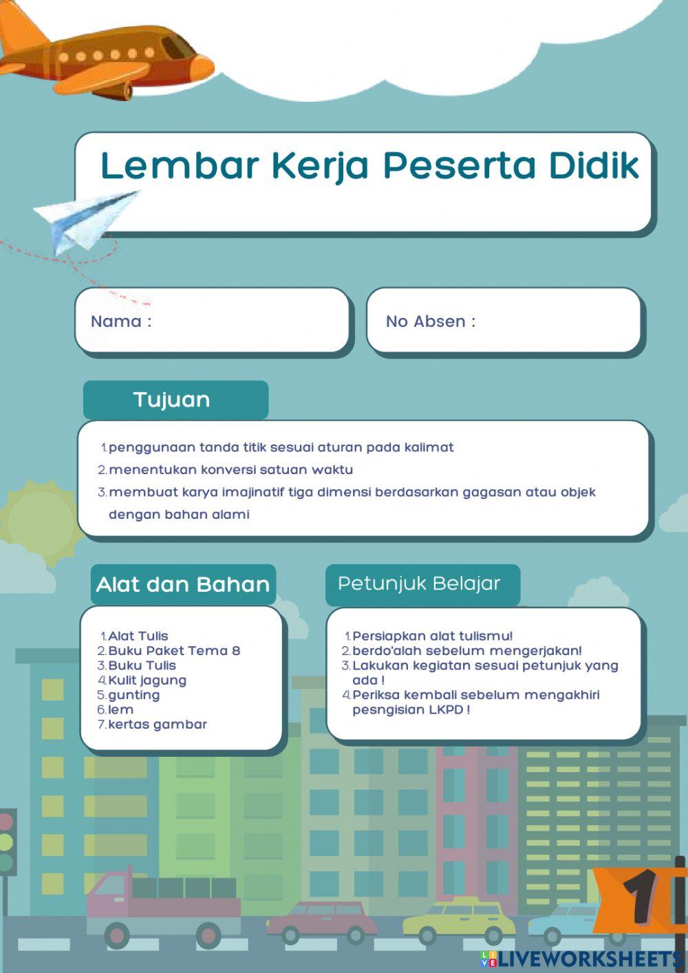 LKPD Kelas 2 Tema 8 Subtema 3 Pembelajaran 3