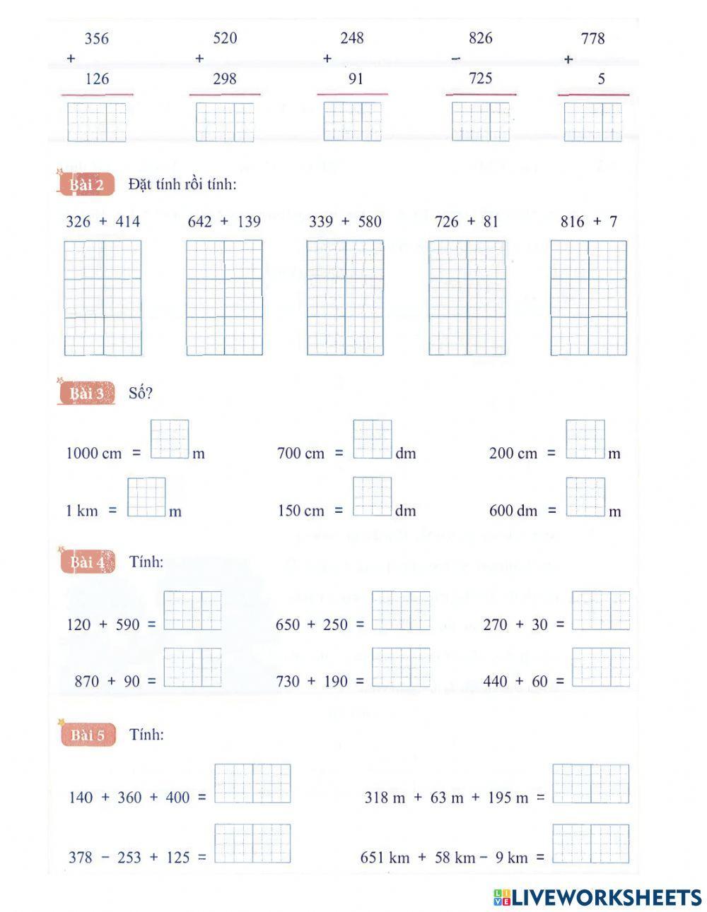 Toán 2 - Tuần 30 Bài tập