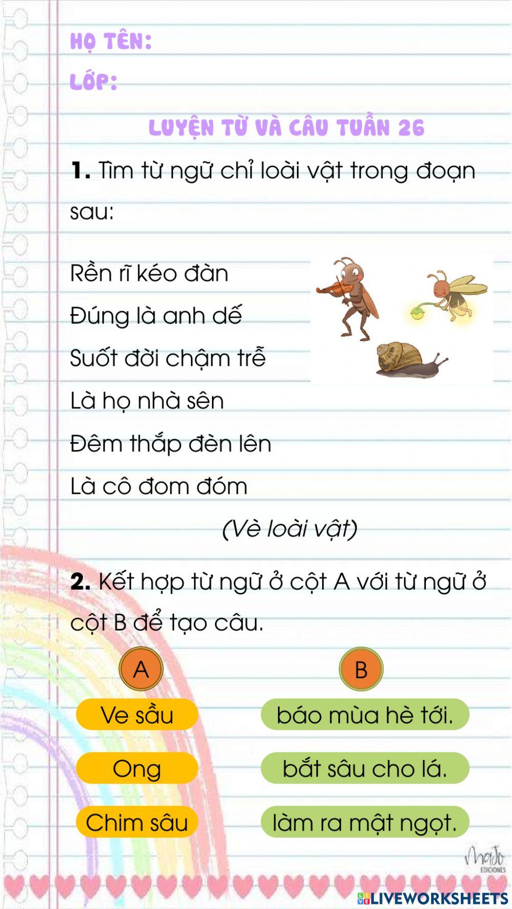 Luyện từ và câu tuần 26