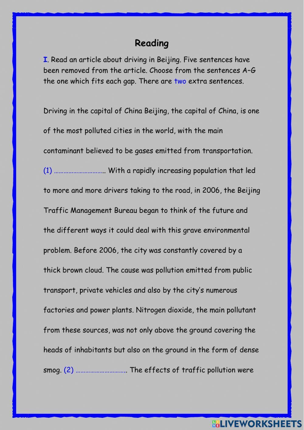 Reading- advanced level Reading- advanced level