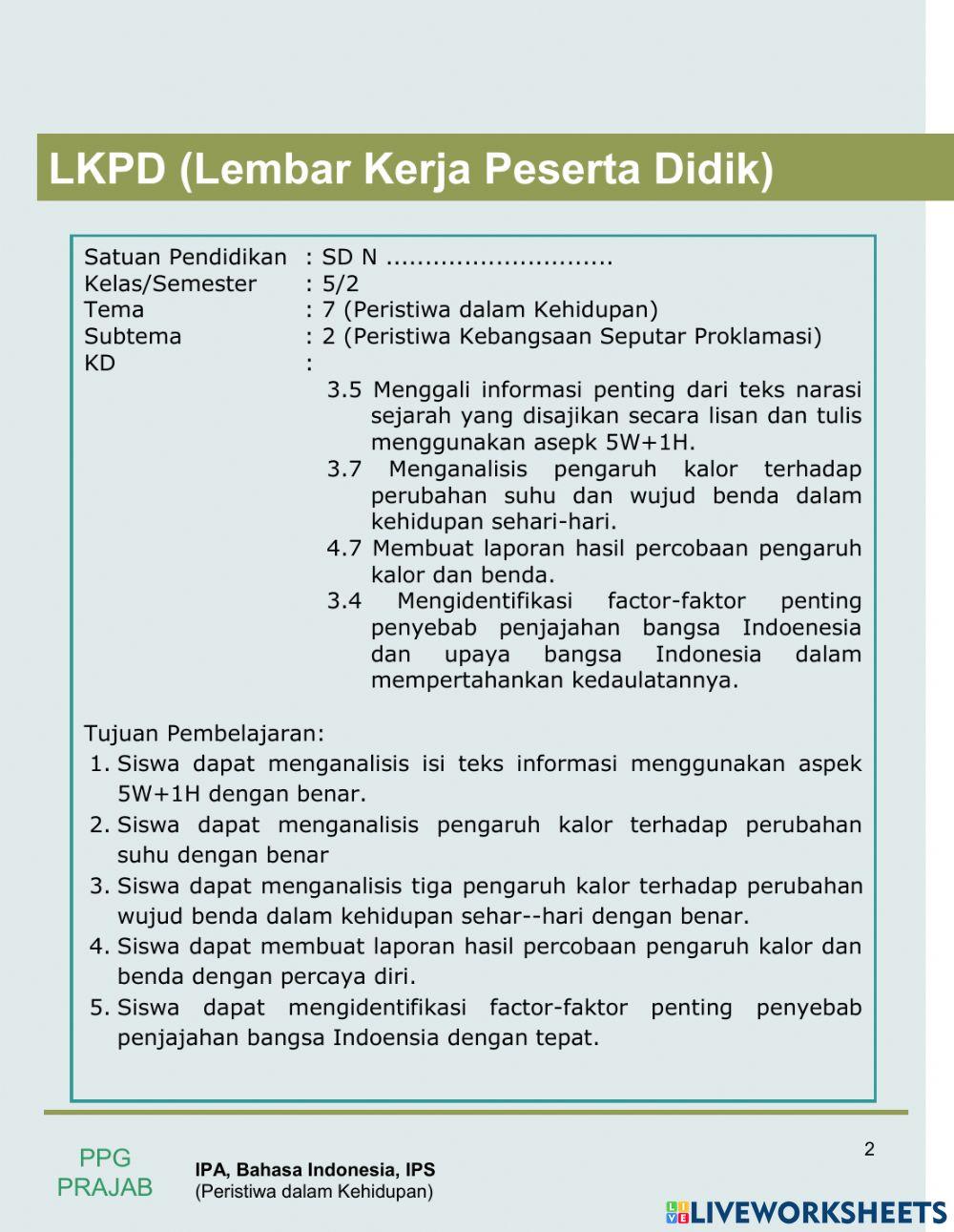 Kelas 5 Tema 7 Subtema 2 Pembelajaran 1