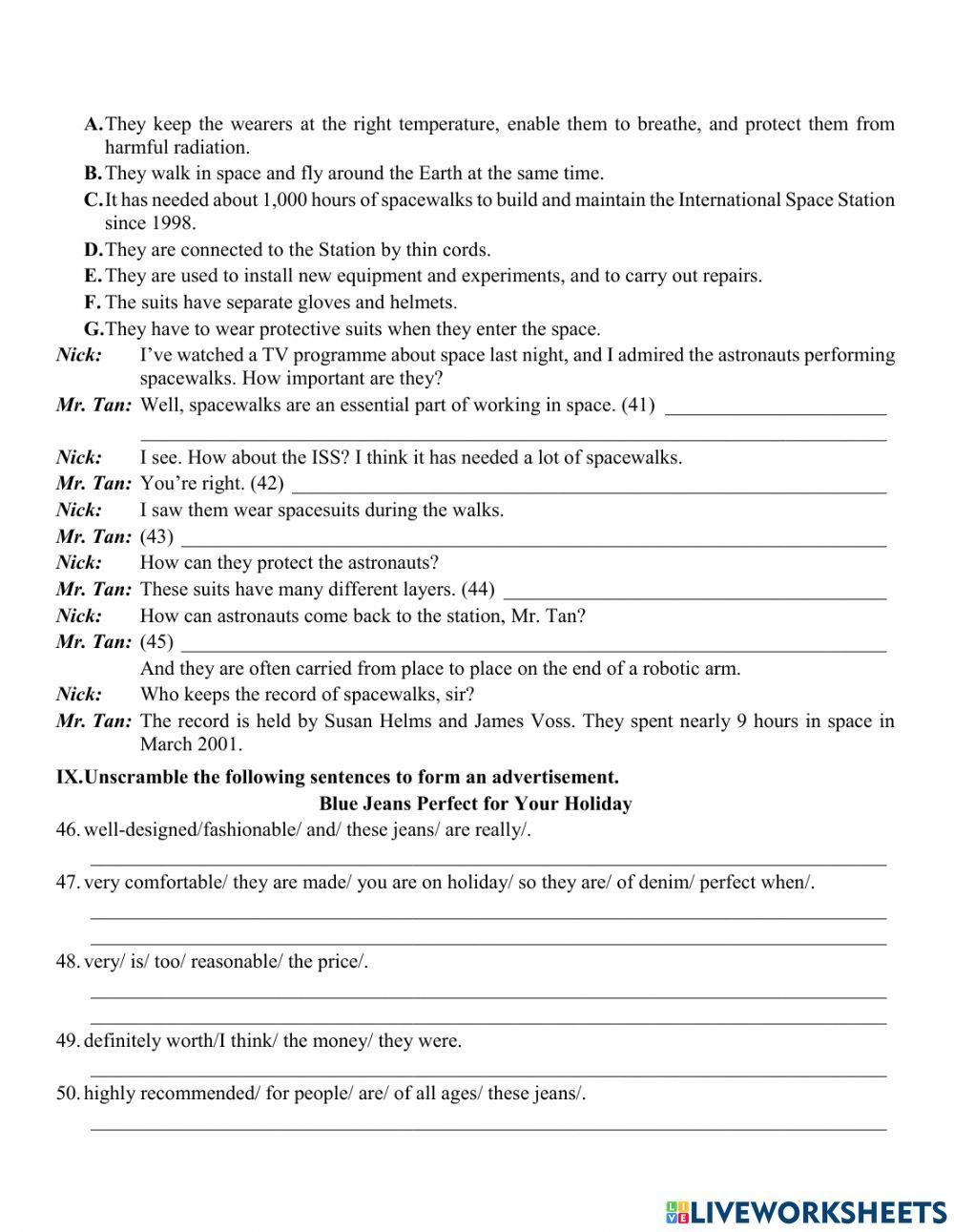 Lớp 9 Unit 10 test 3