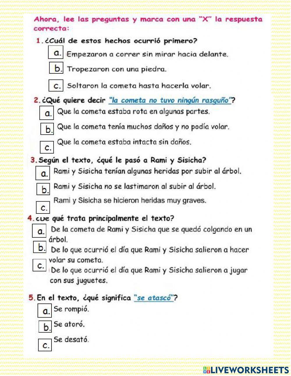 Leemos el texto: La cometa  atascada