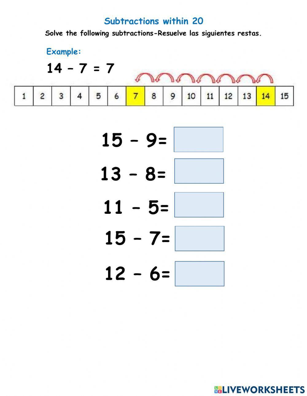 Subtractions within 20