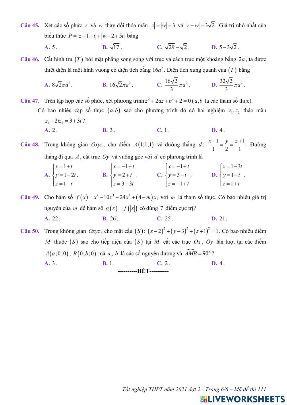 TNTHPT-2022-Đề thi THPT 2021-Mã 111