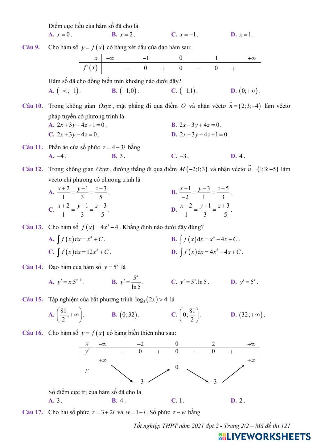 TNTHPT-2022-Đề thi THPT 2021-Mã 121