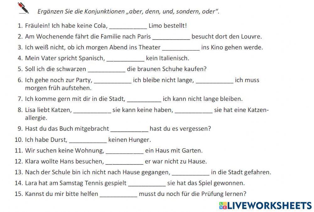 Aber denn sondern oder