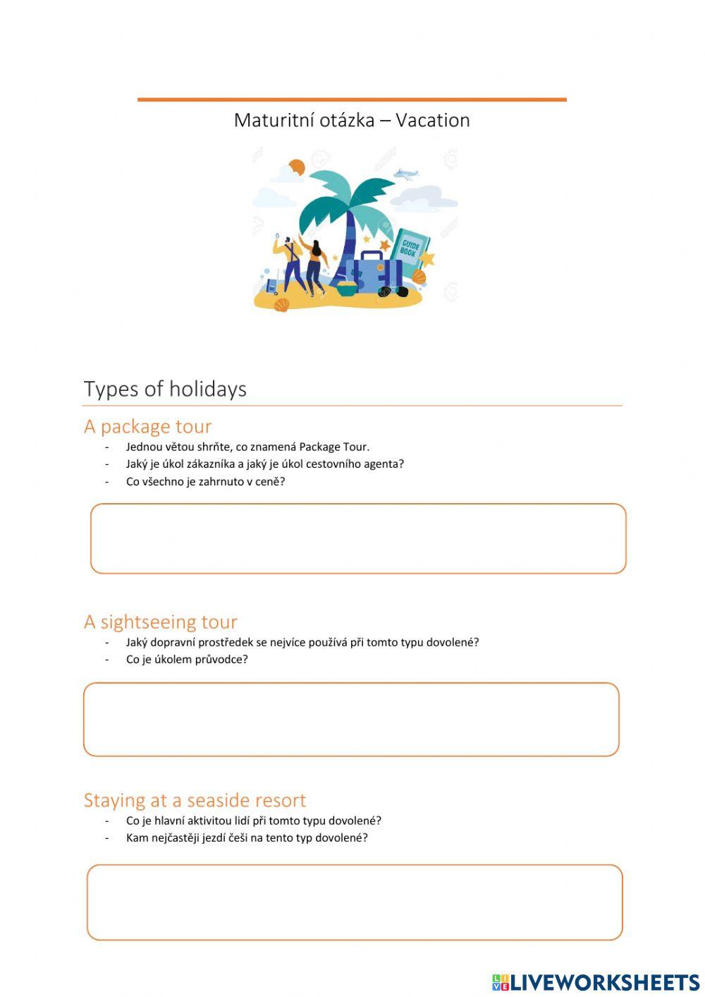 Maturitní otázka - Vacation