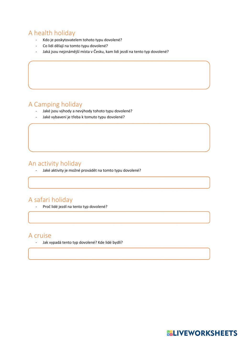 Maturitní otázka - Vacation