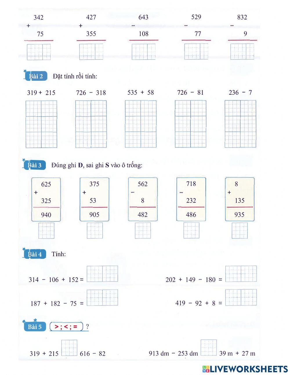 Toán 2 - Tuần 31 Bài tập