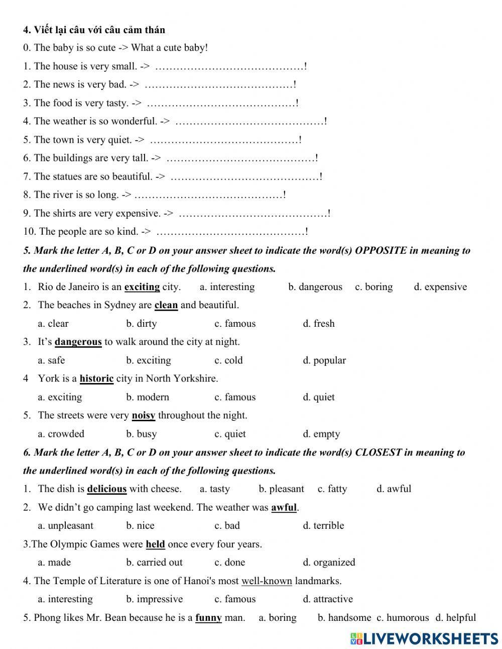 Group 4 - TTSH ĐTSH + Câu cảm thán