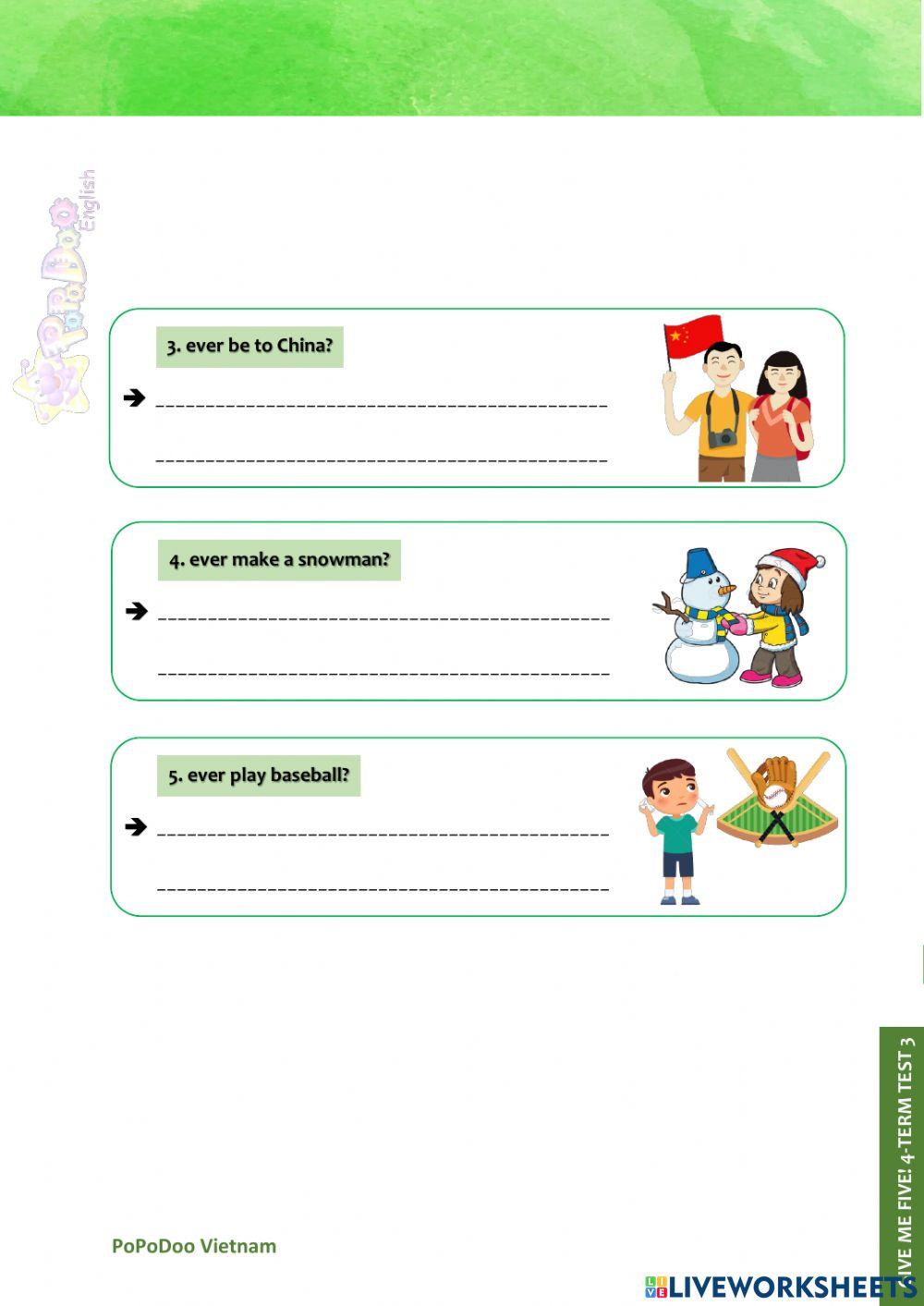 Give me five! 4 - Term test 3 - Grammar