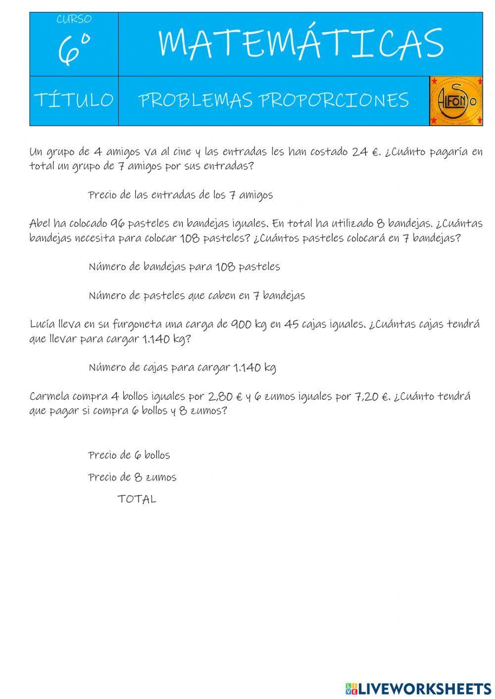 Problemas de propocionalidad